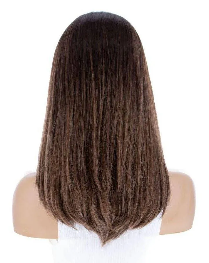 19" Nicole Silk Top Wig Medium Brown Balayage