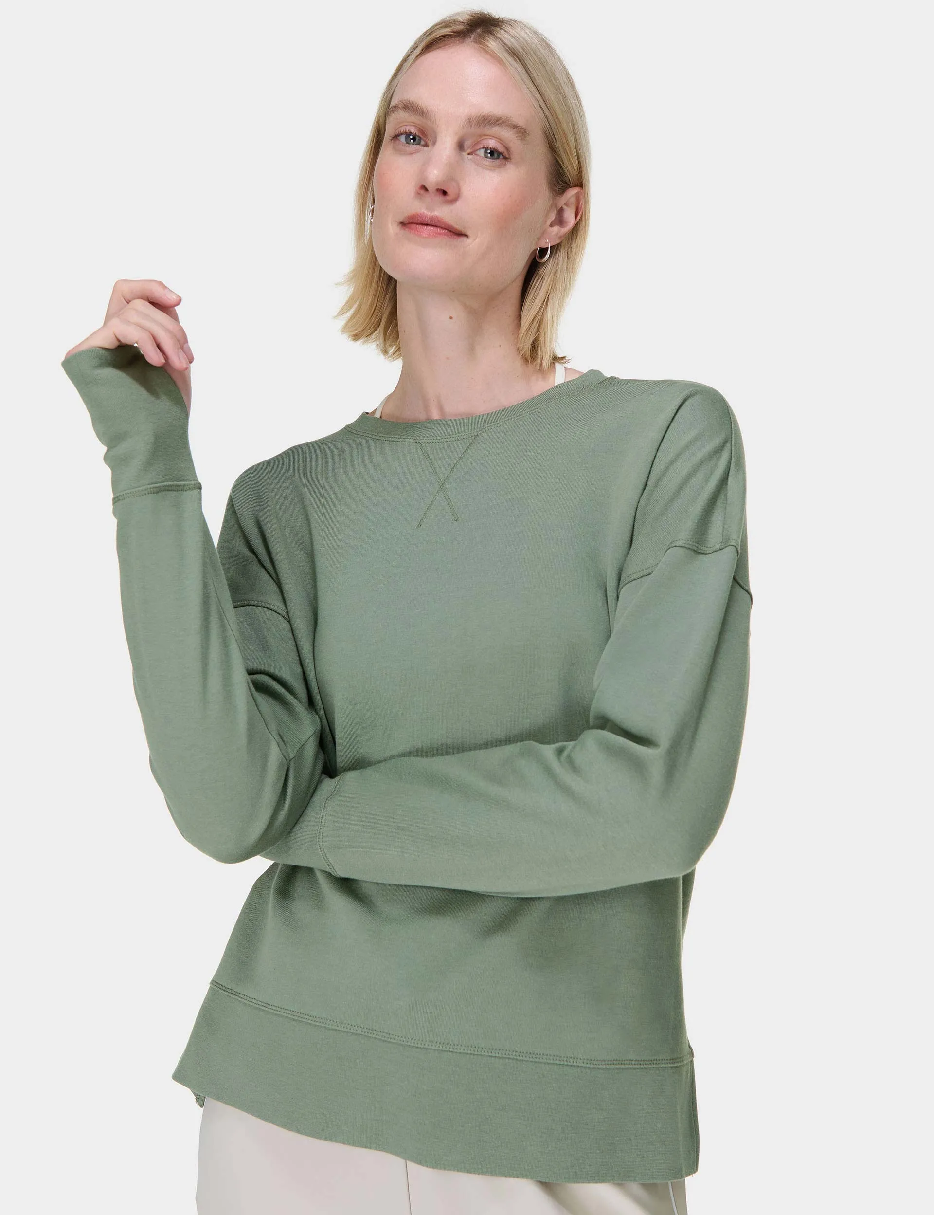 After Class Longline Sweatshirt - Willow Green