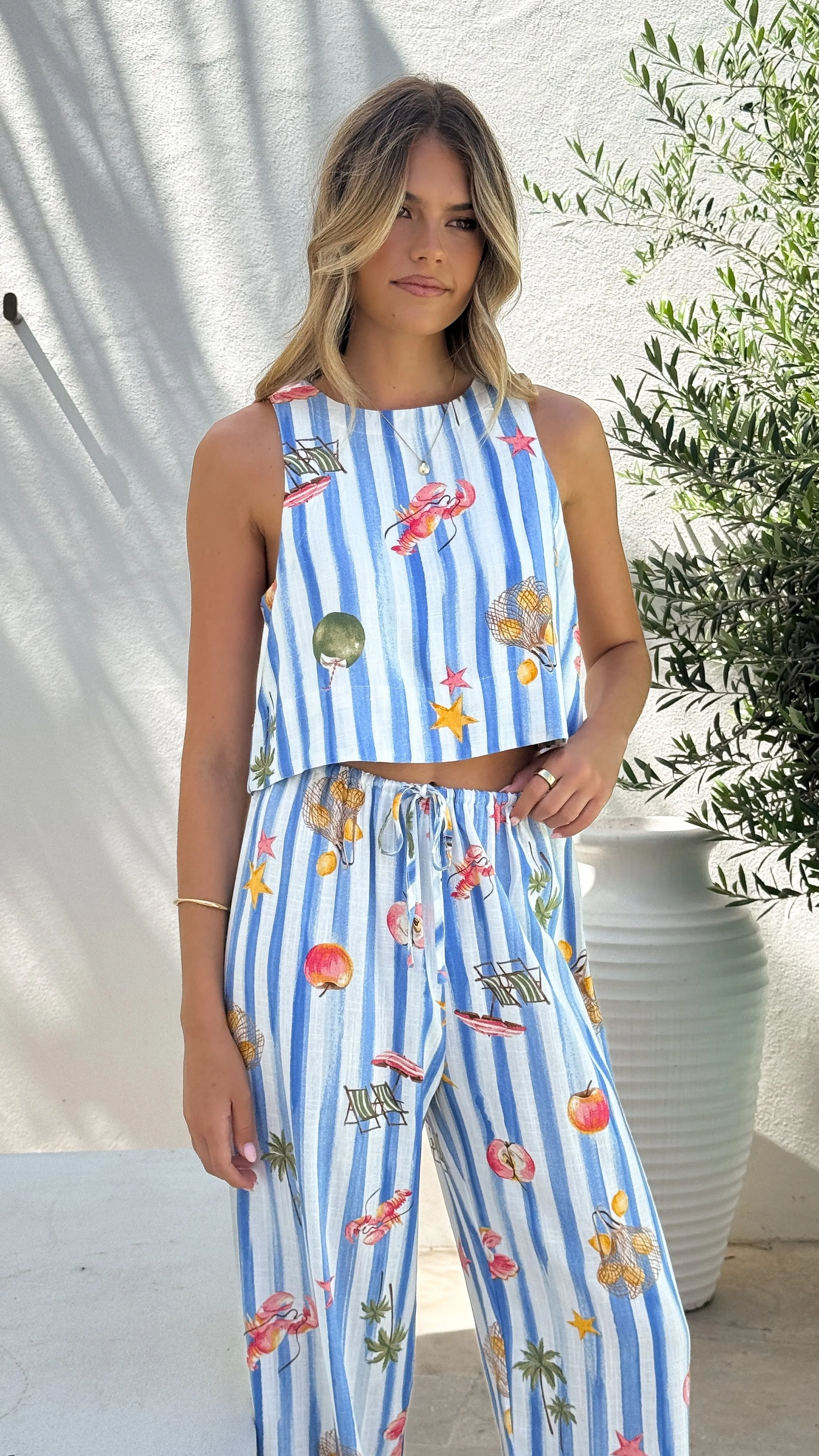 Alejandro Pants - Striped Sailor Print