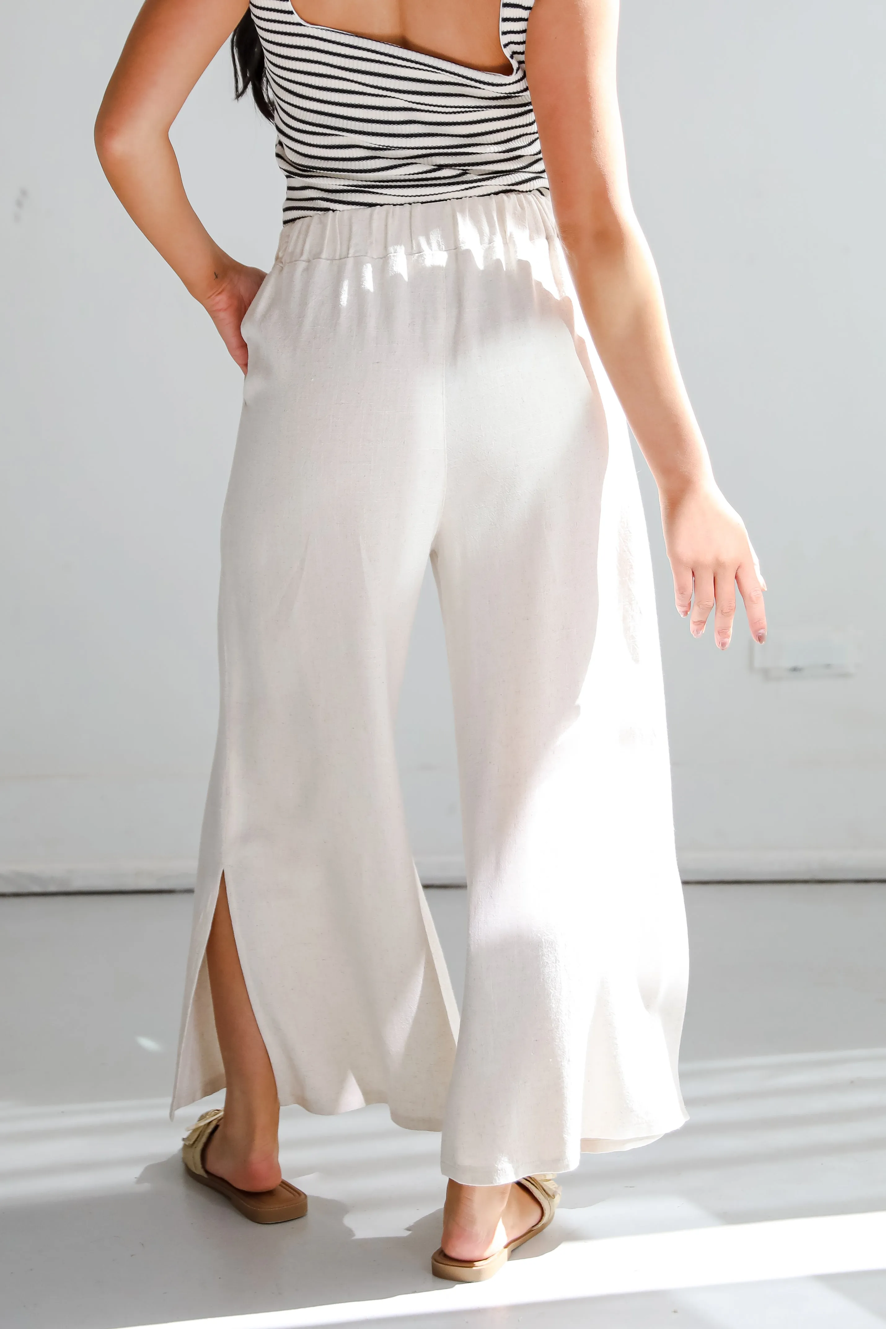 Beach Days Oatmeal Linen Pants