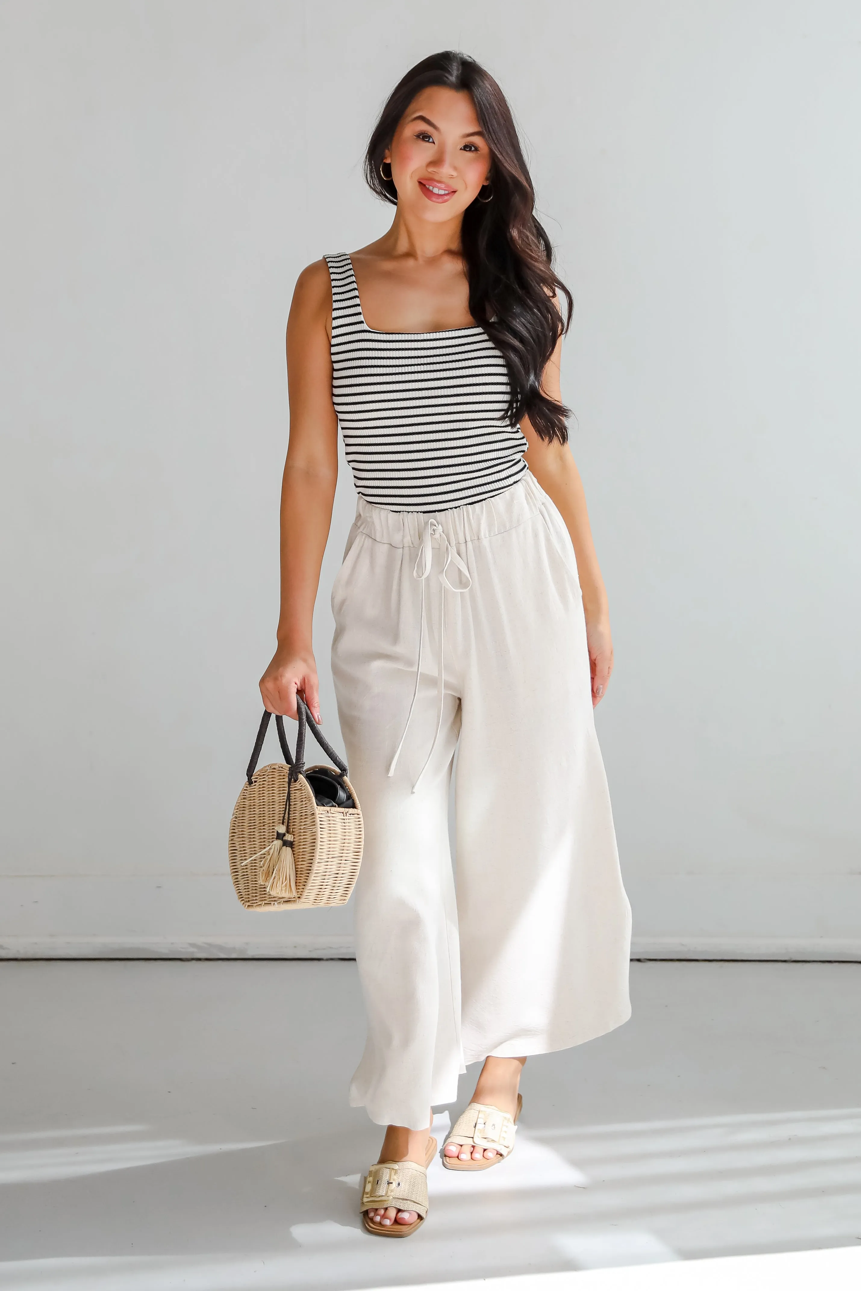 Beach Days Oatmeal Linen Pants