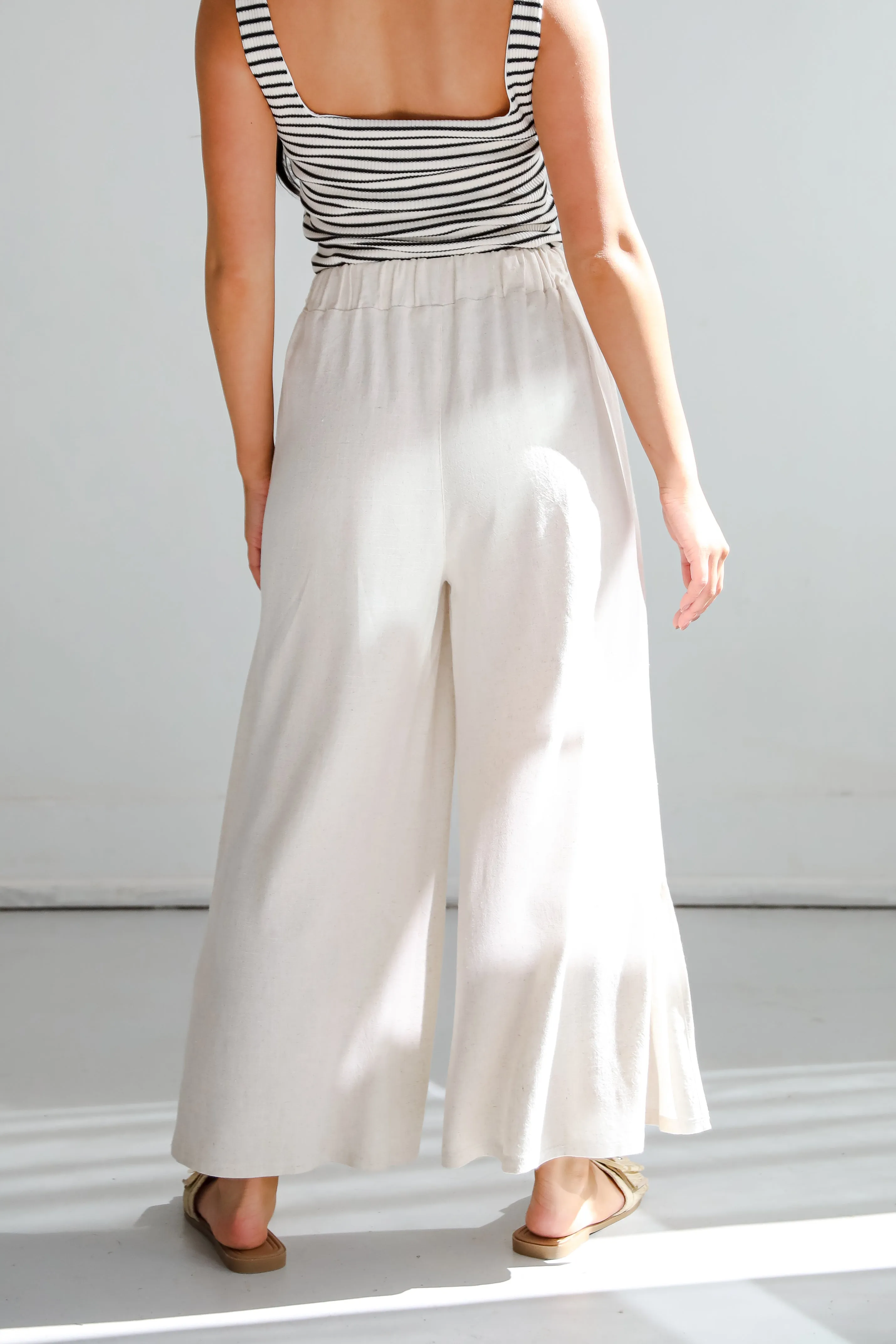 Beach Days Oatmeal Linen Pants