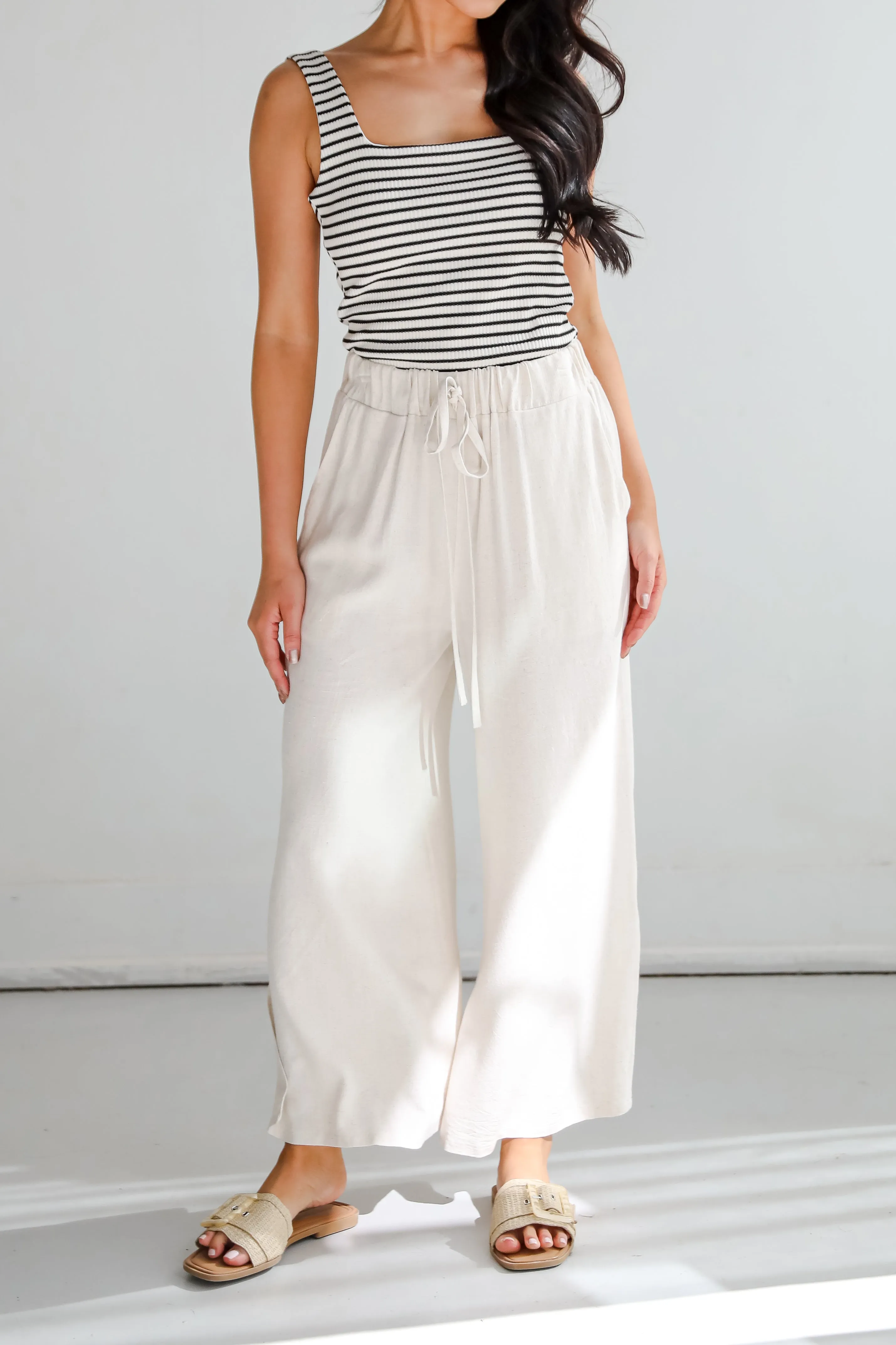 Beach Days Oatmeal Linen Pants