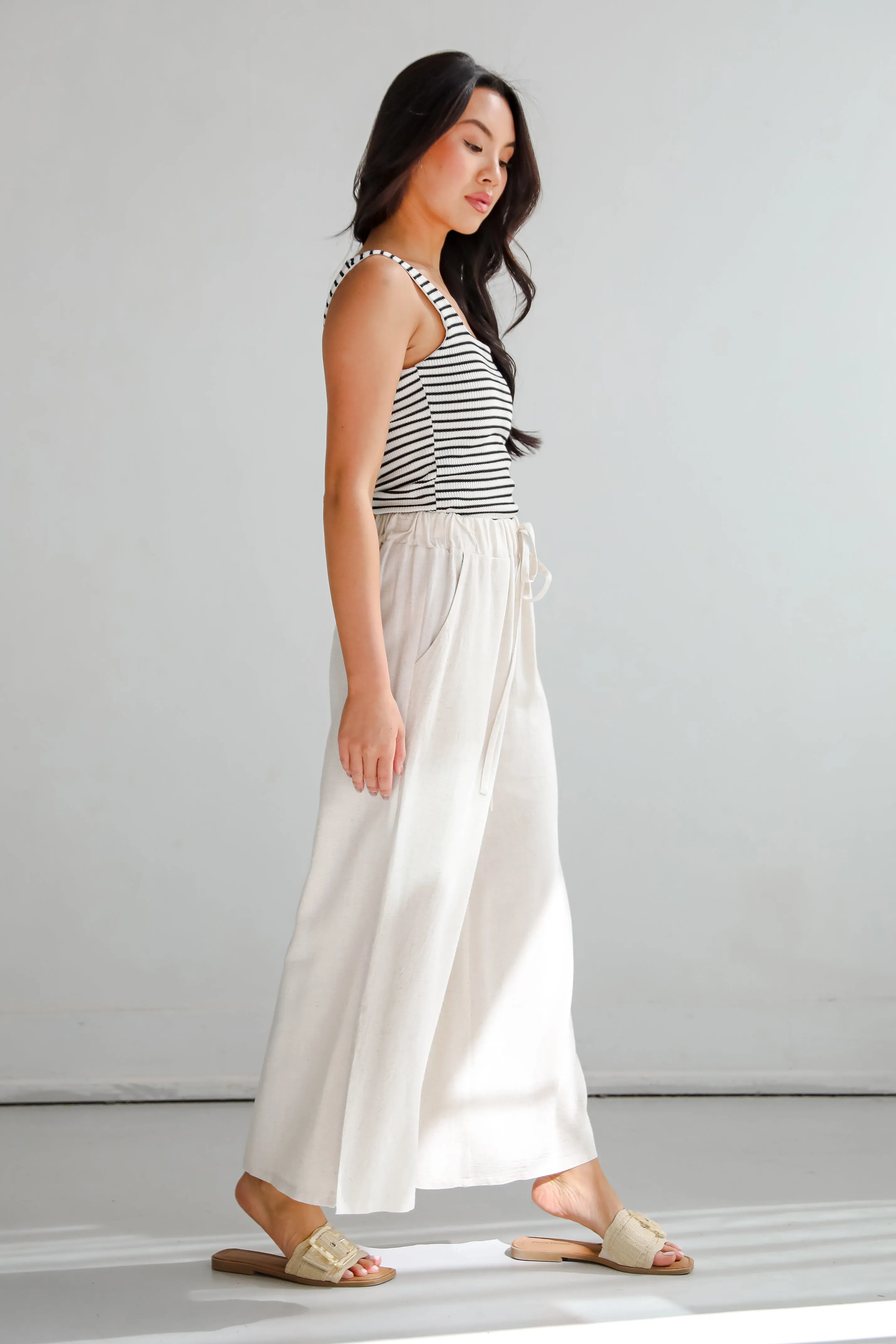 Beach Days Oatmeal Linen Pants