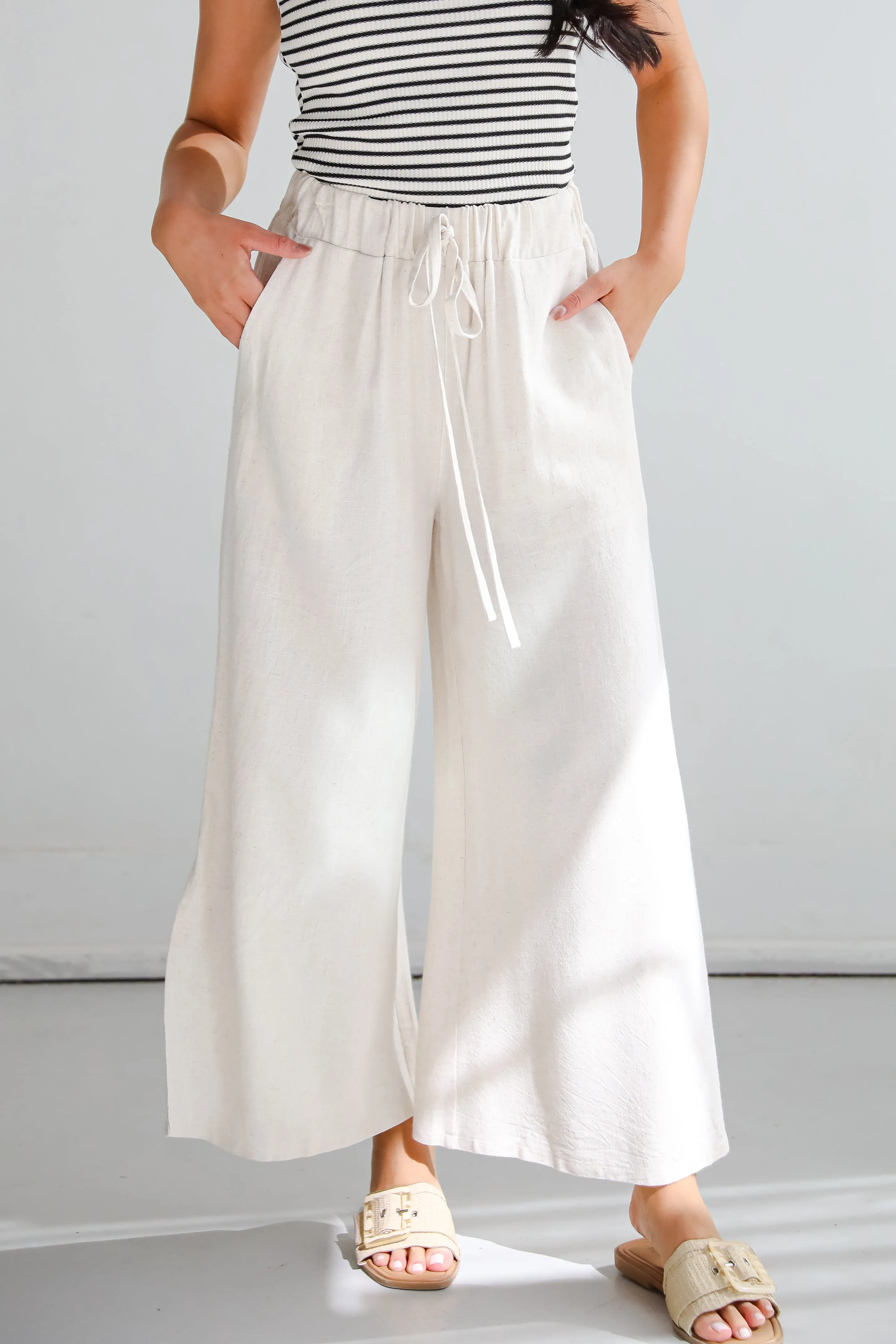 Beach Days Oatmeal Linen Pants
