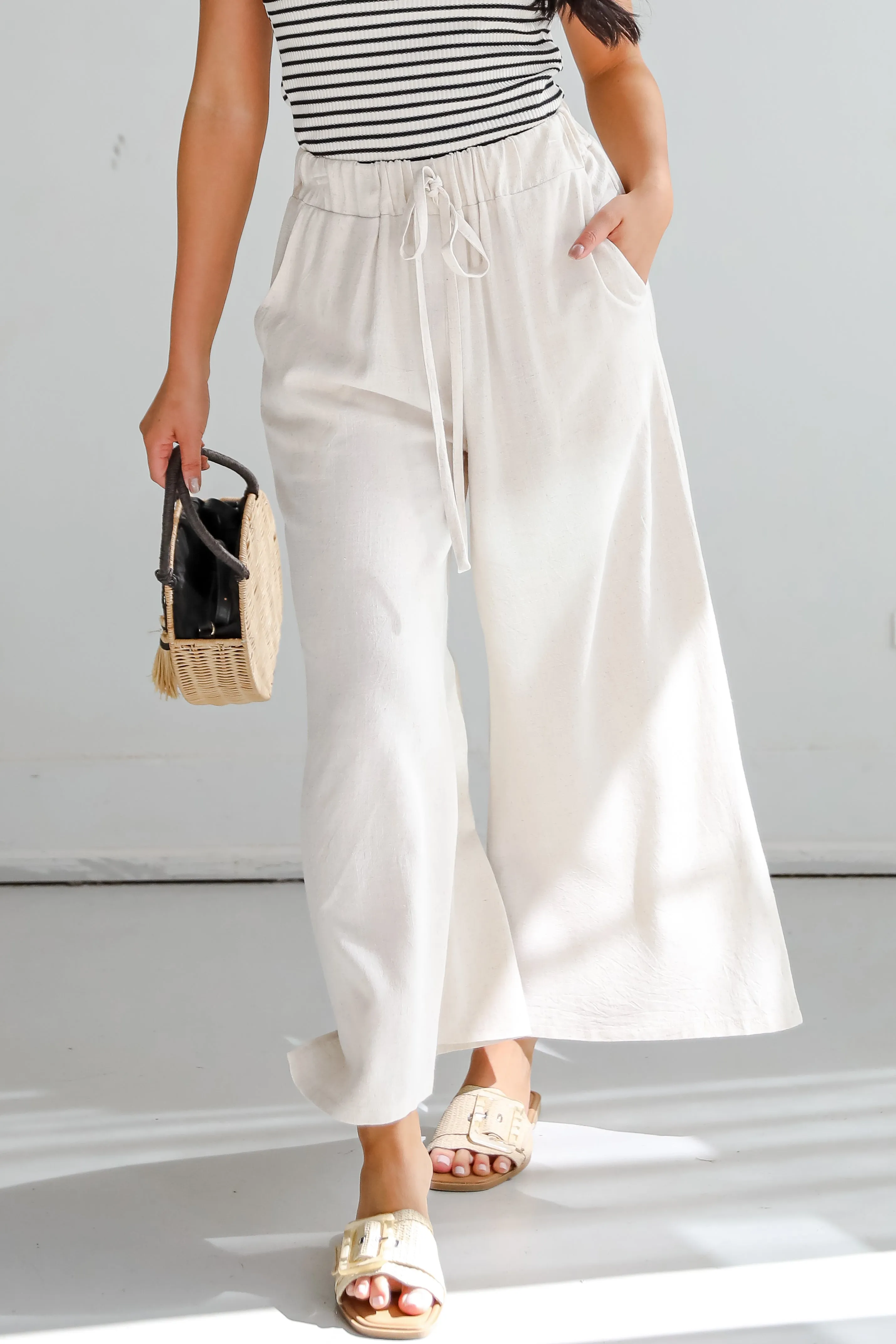 Beach Days Oatmeal Linen Pants