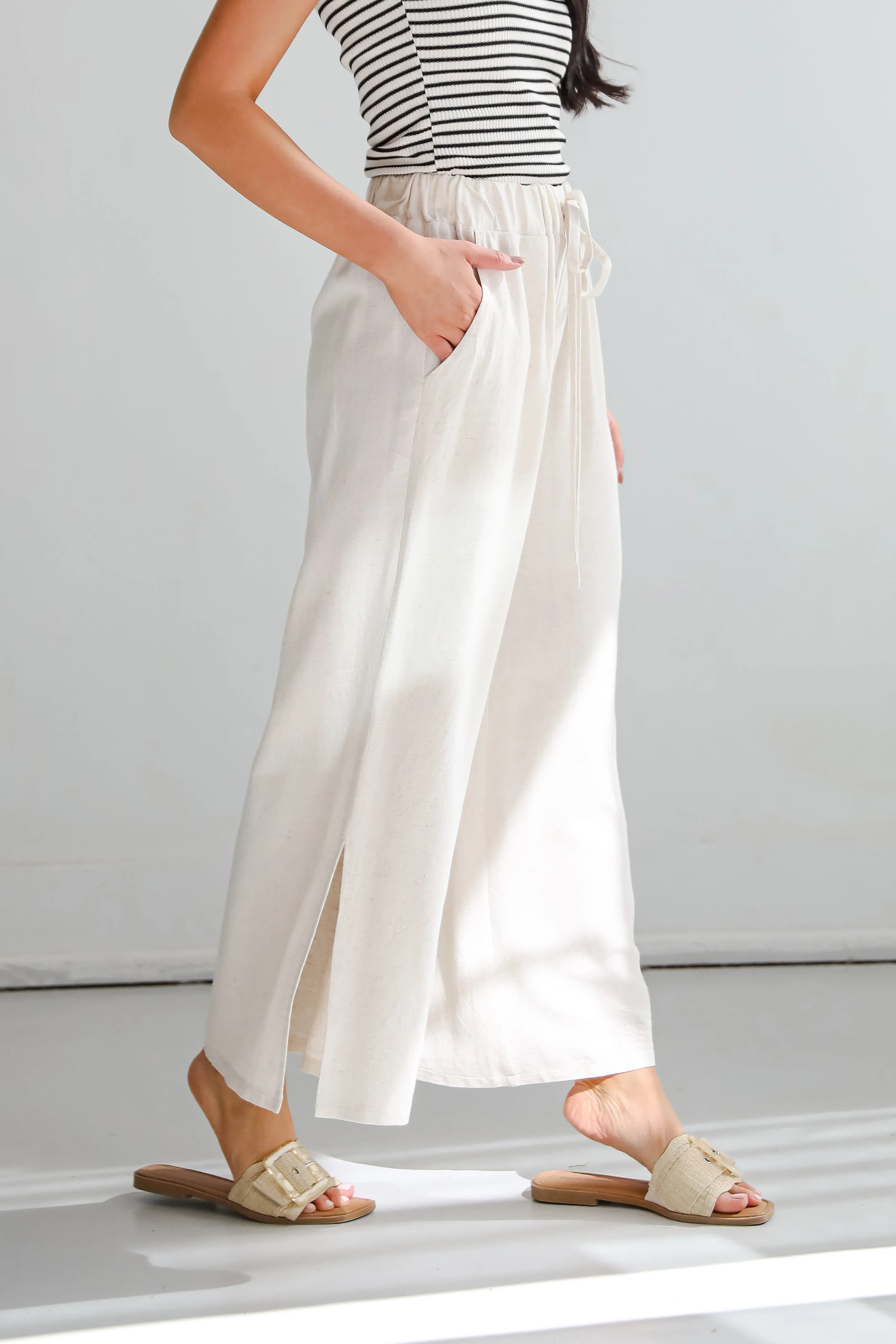 Beach Days Oatmeal Linen Pants