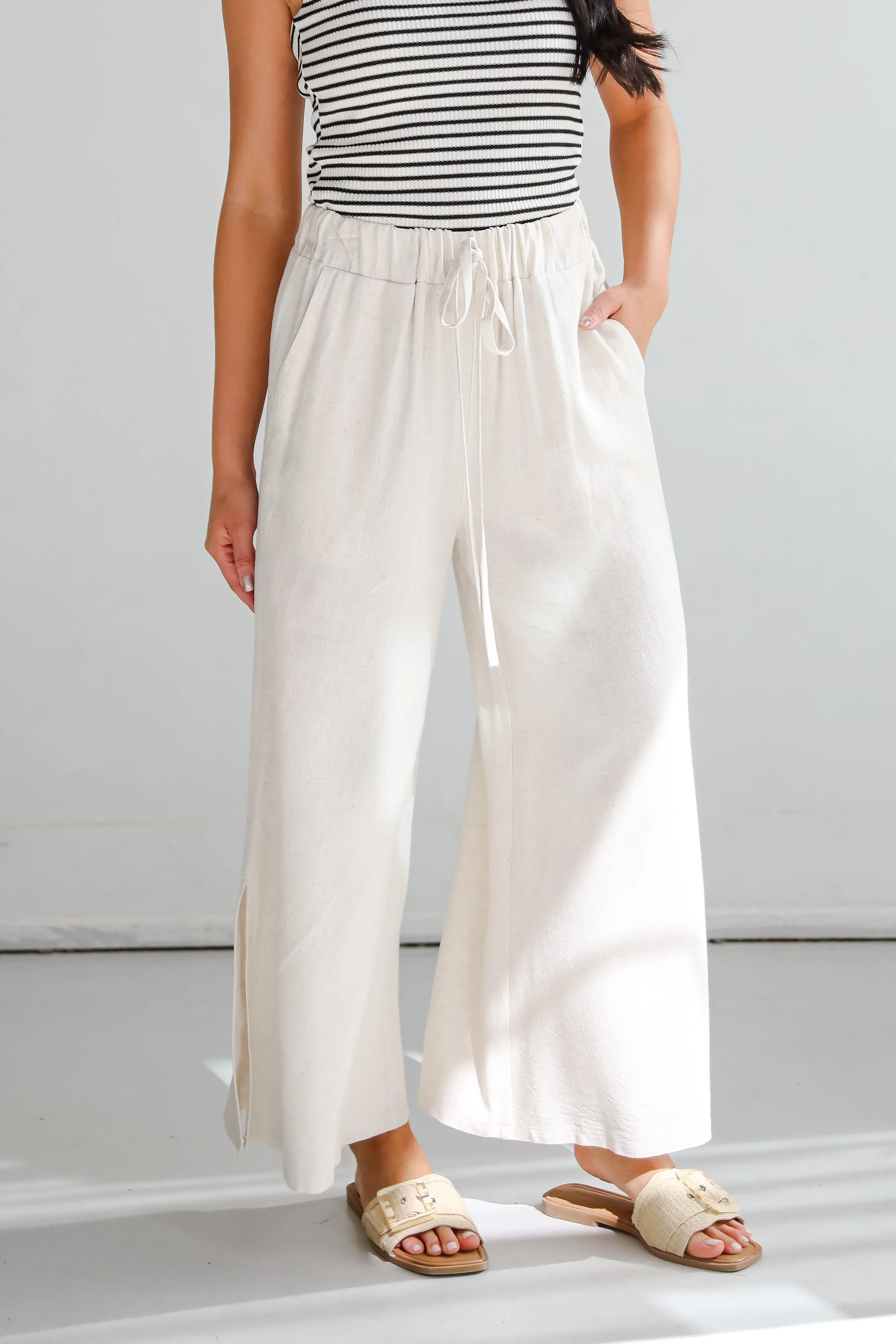 Beach Days Oatmeal Linen Pants