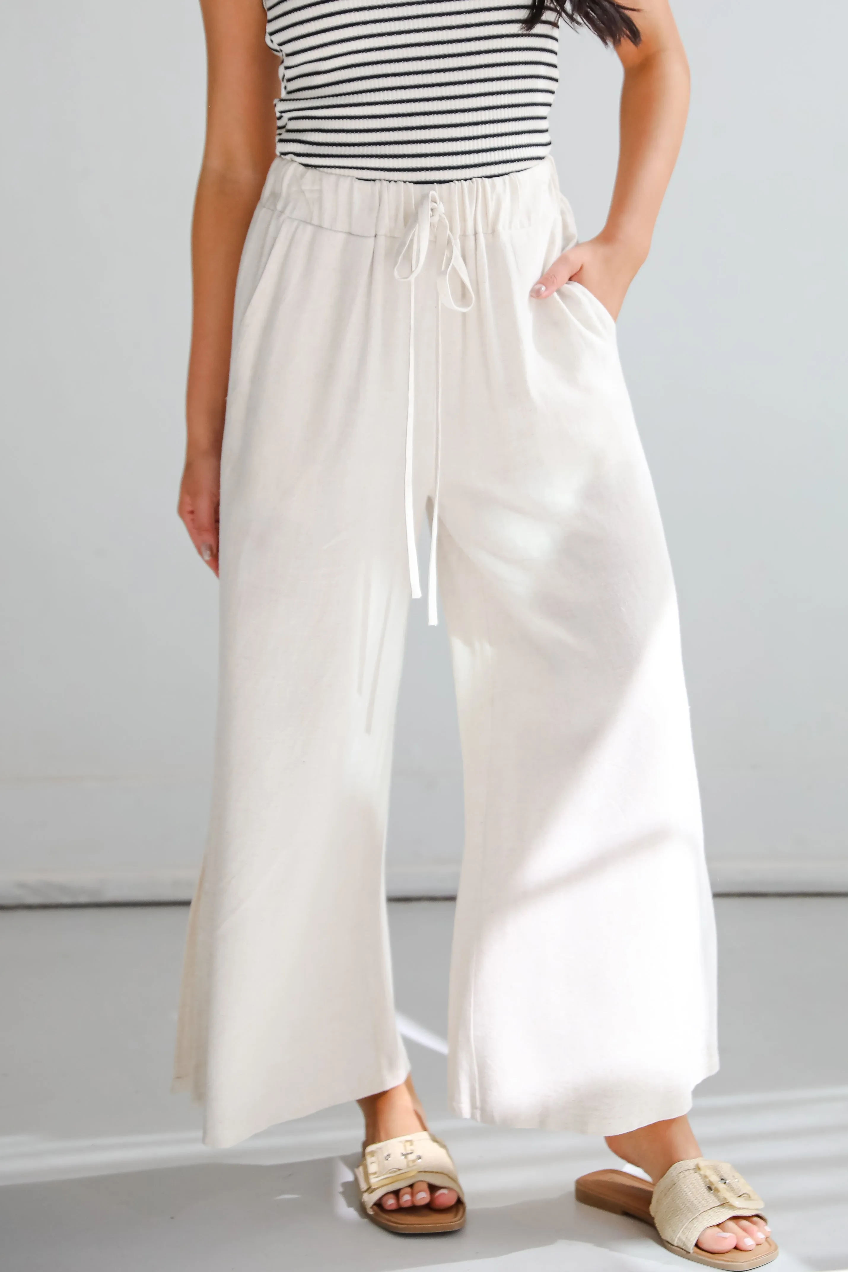 Beach Days Oatmeal Linen Pants