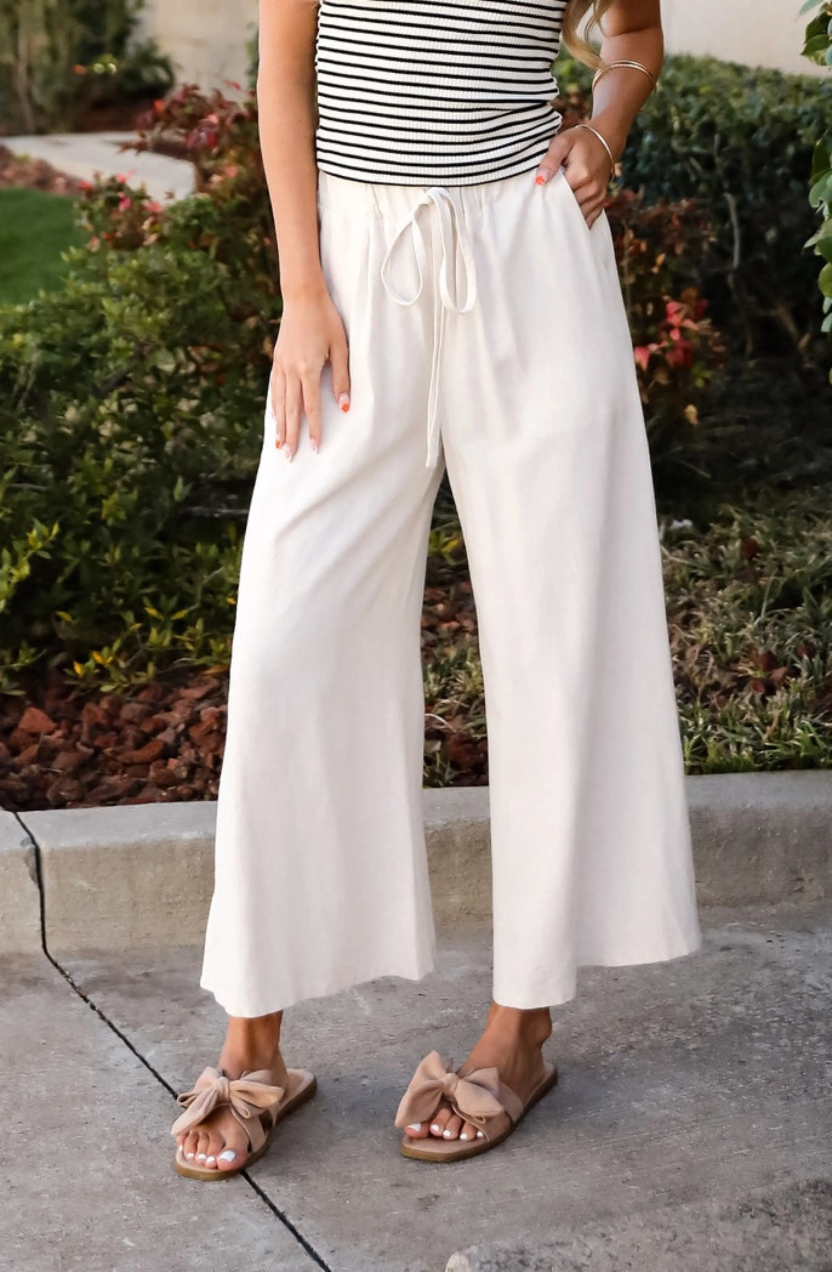Beach Days Oatmeal Linen Pants