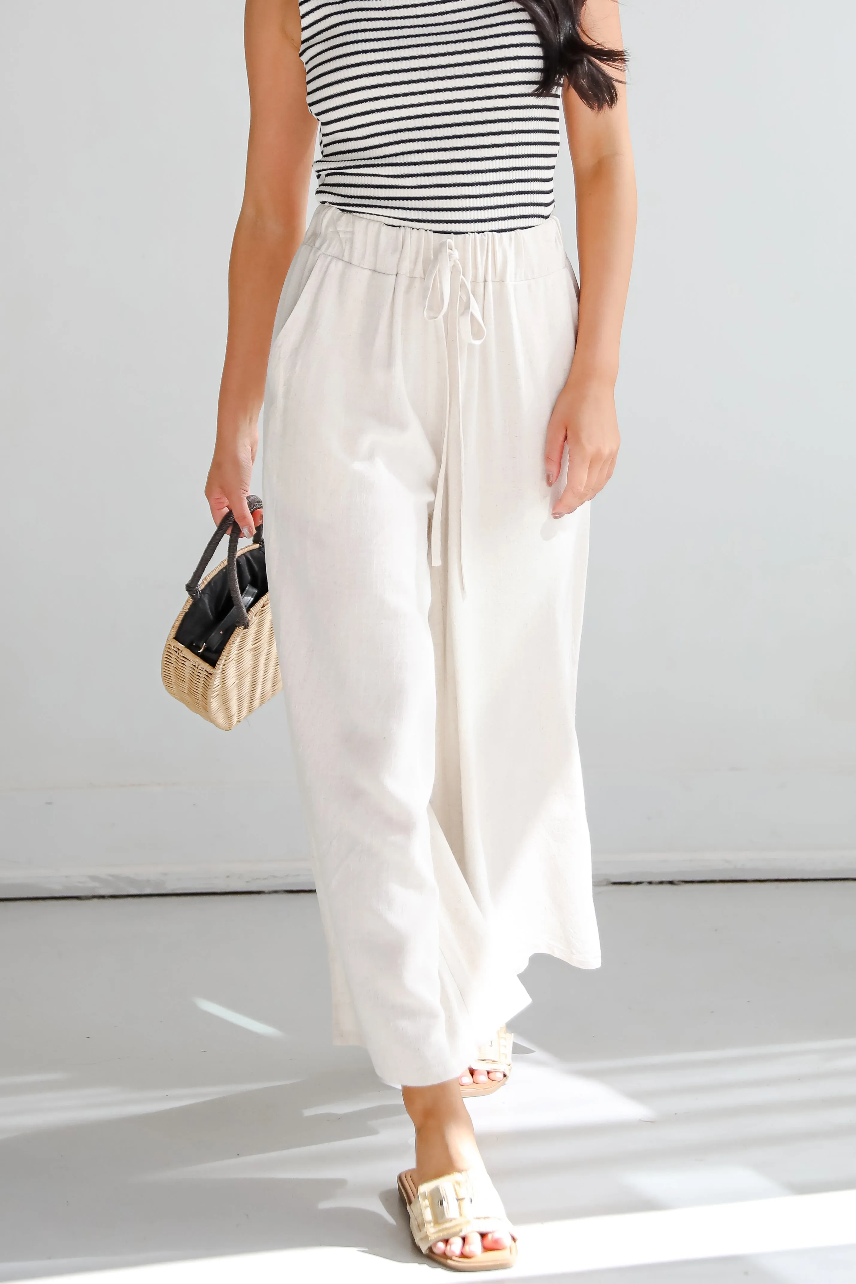 Beach Days Oatmeal Linen Pants