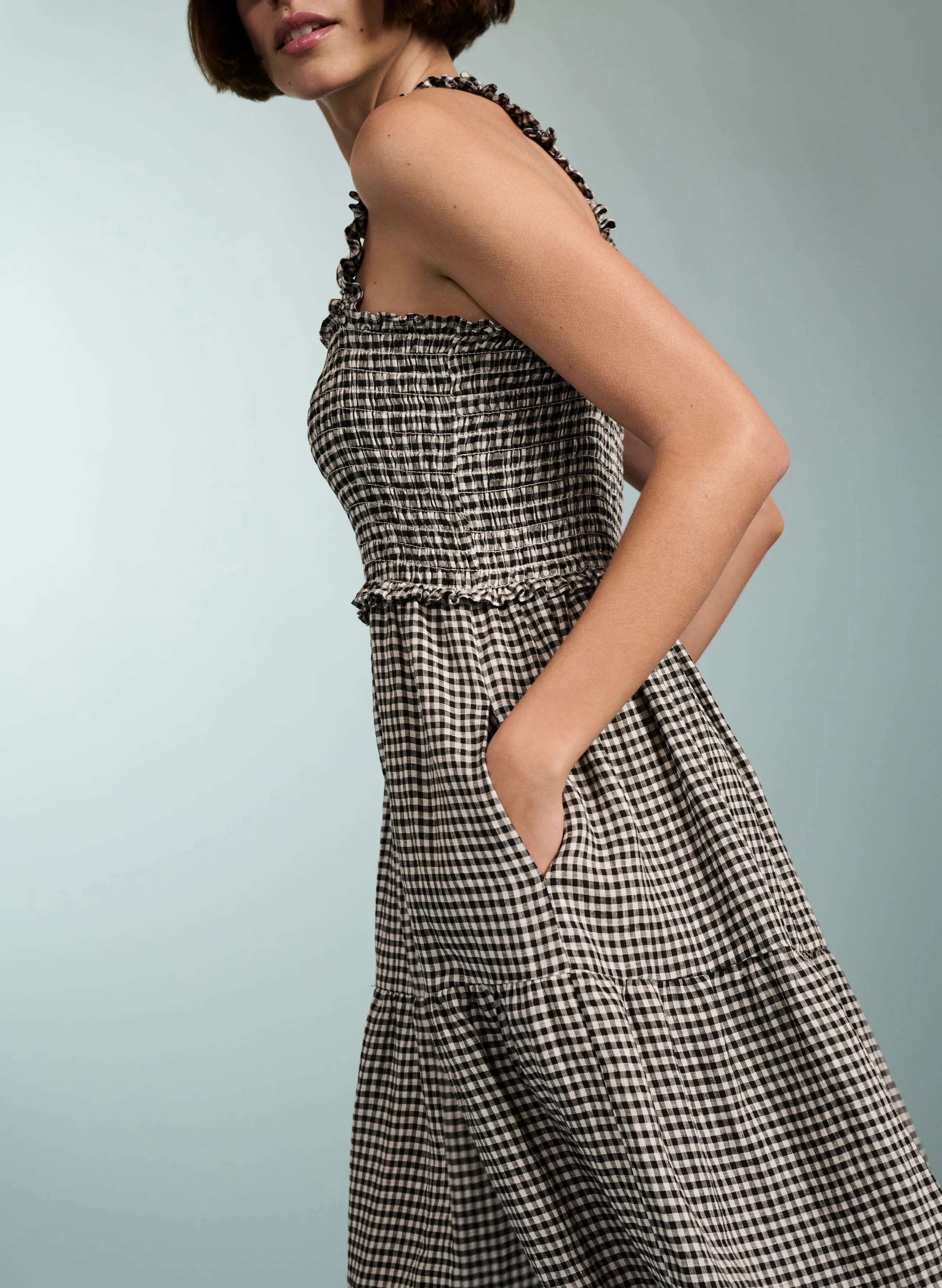 Braylee Linen Dress | Black & White Gingham