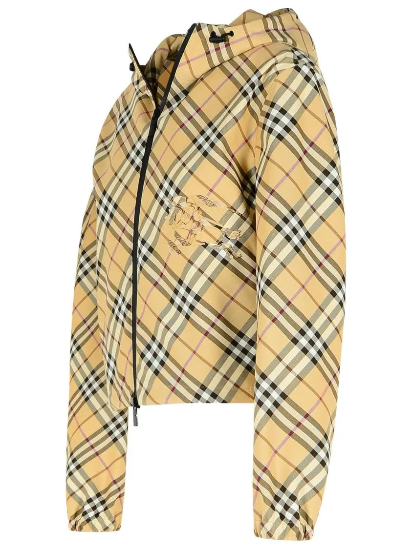 'Check' Beige Polyamide Down Jacket