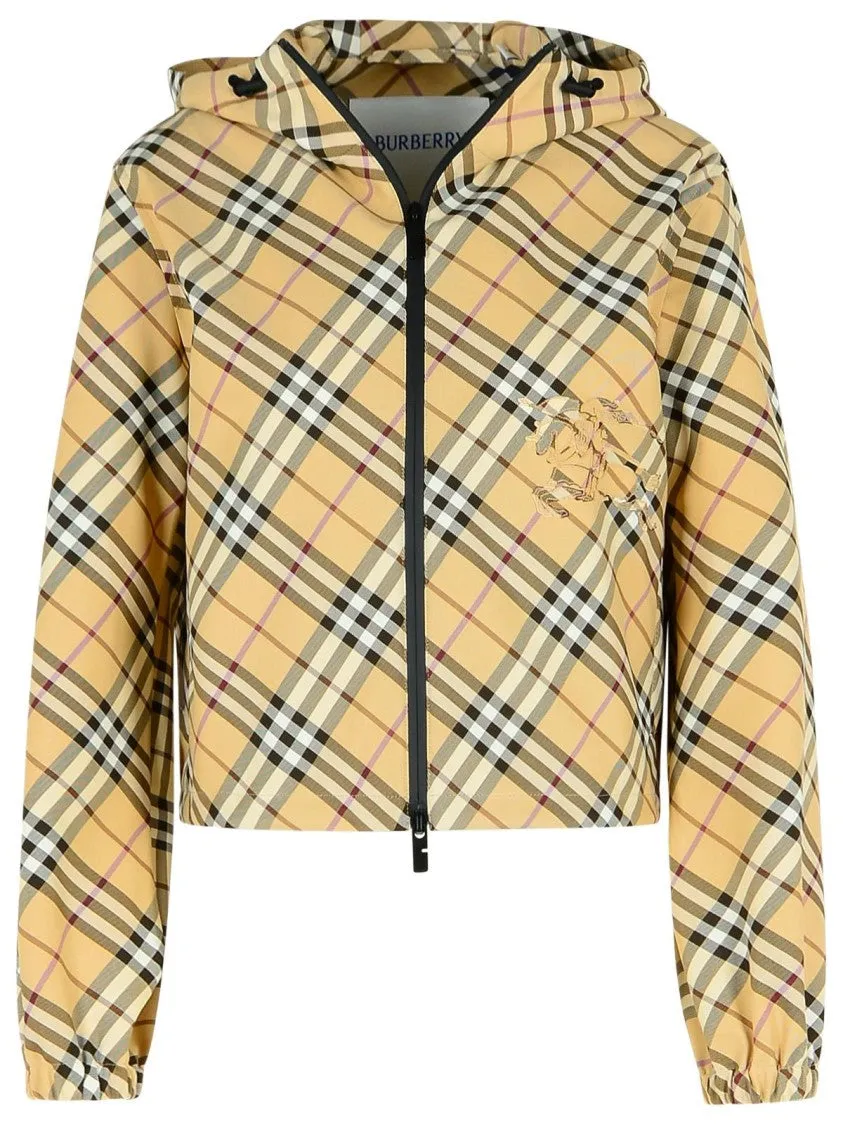 'Check' Beige Polyamide Down Jacket