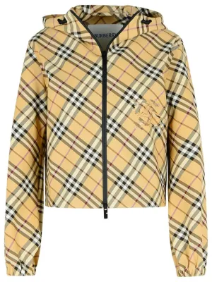 'Check' Beige Polyamide Down Jacket