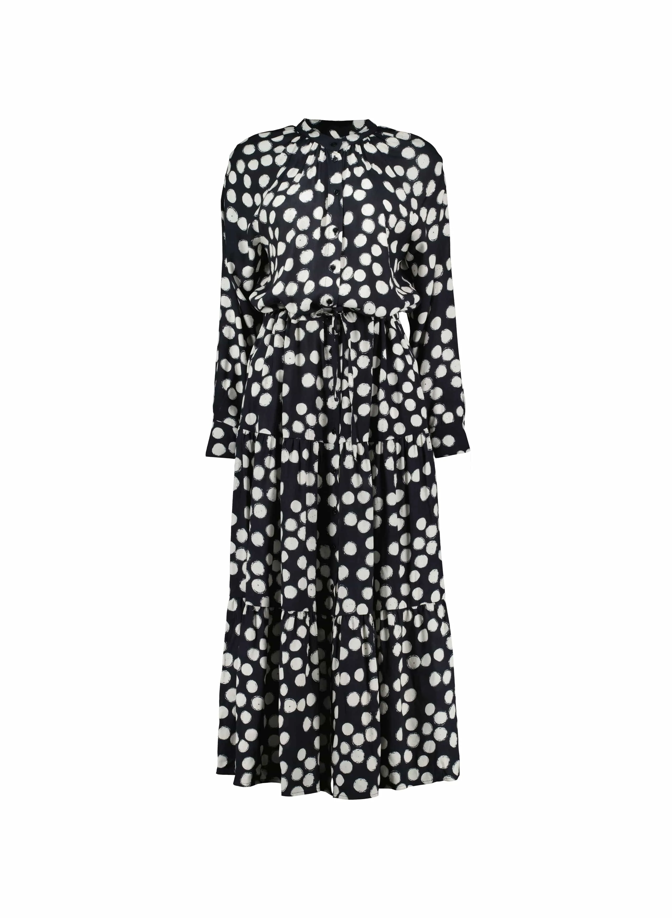 Cornelia LENZING™ ECOVERO™ Maxi Shirt Dress | Black Painted Polka