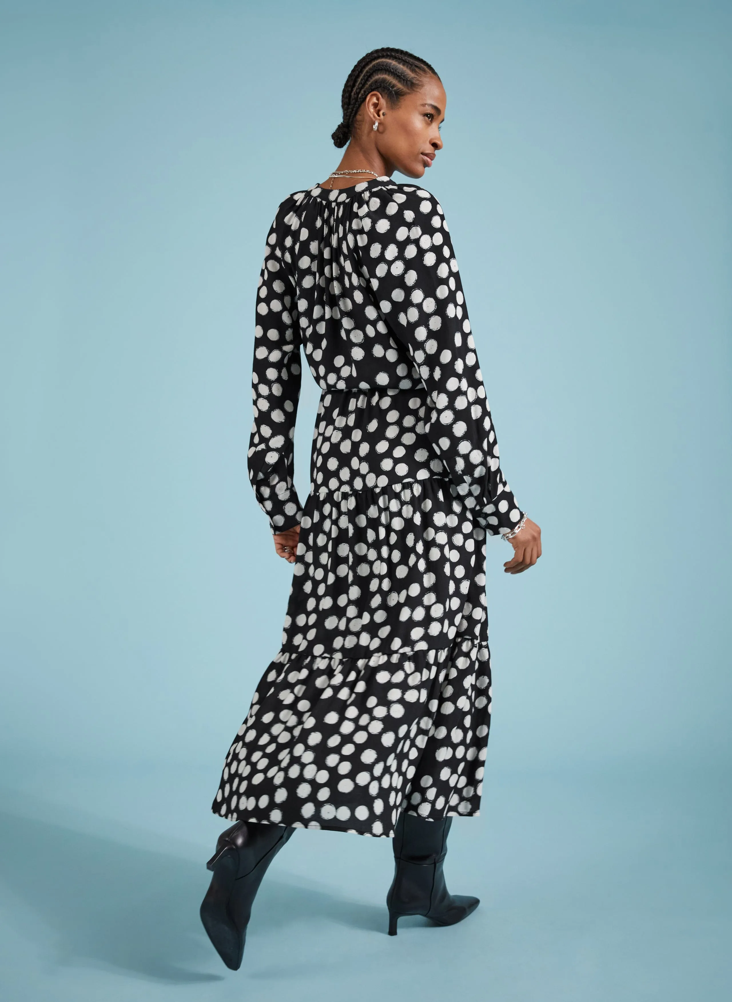 Cornelia LENZING™ ECOVERO™ Maxi Shirt Dress | Black Painted Polka