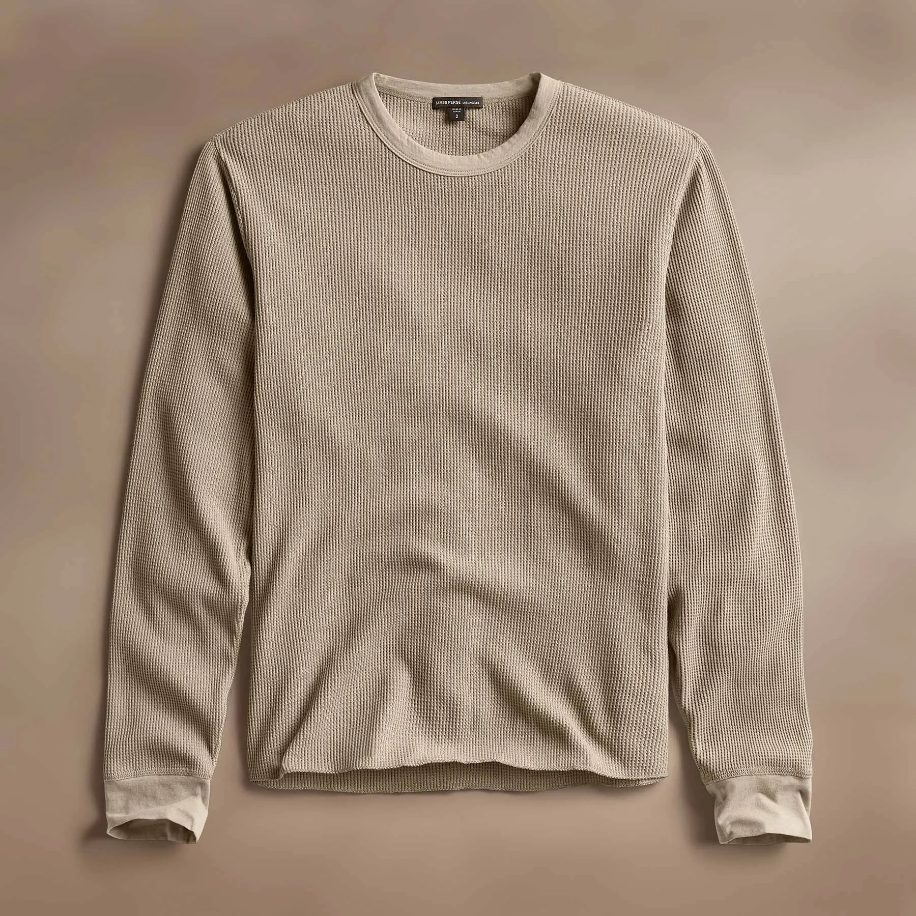 Cotton Linen Waffle Crew - Overcast