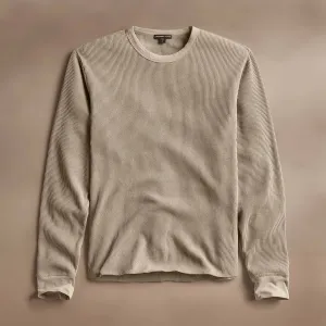 Cotton Linen Waffle Crew - Overcast