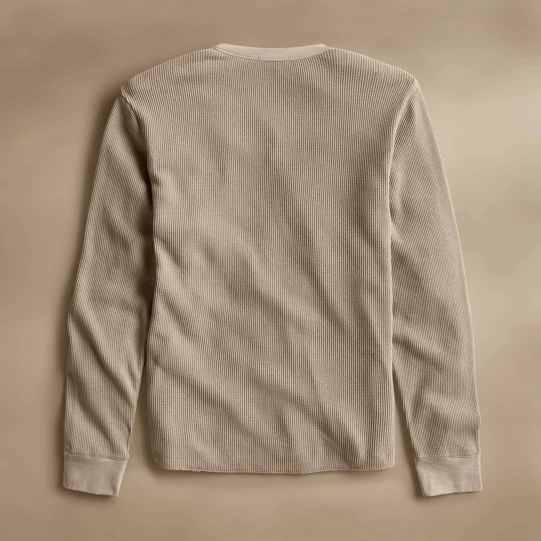Cotton Linen Waffle Henley - Overcast