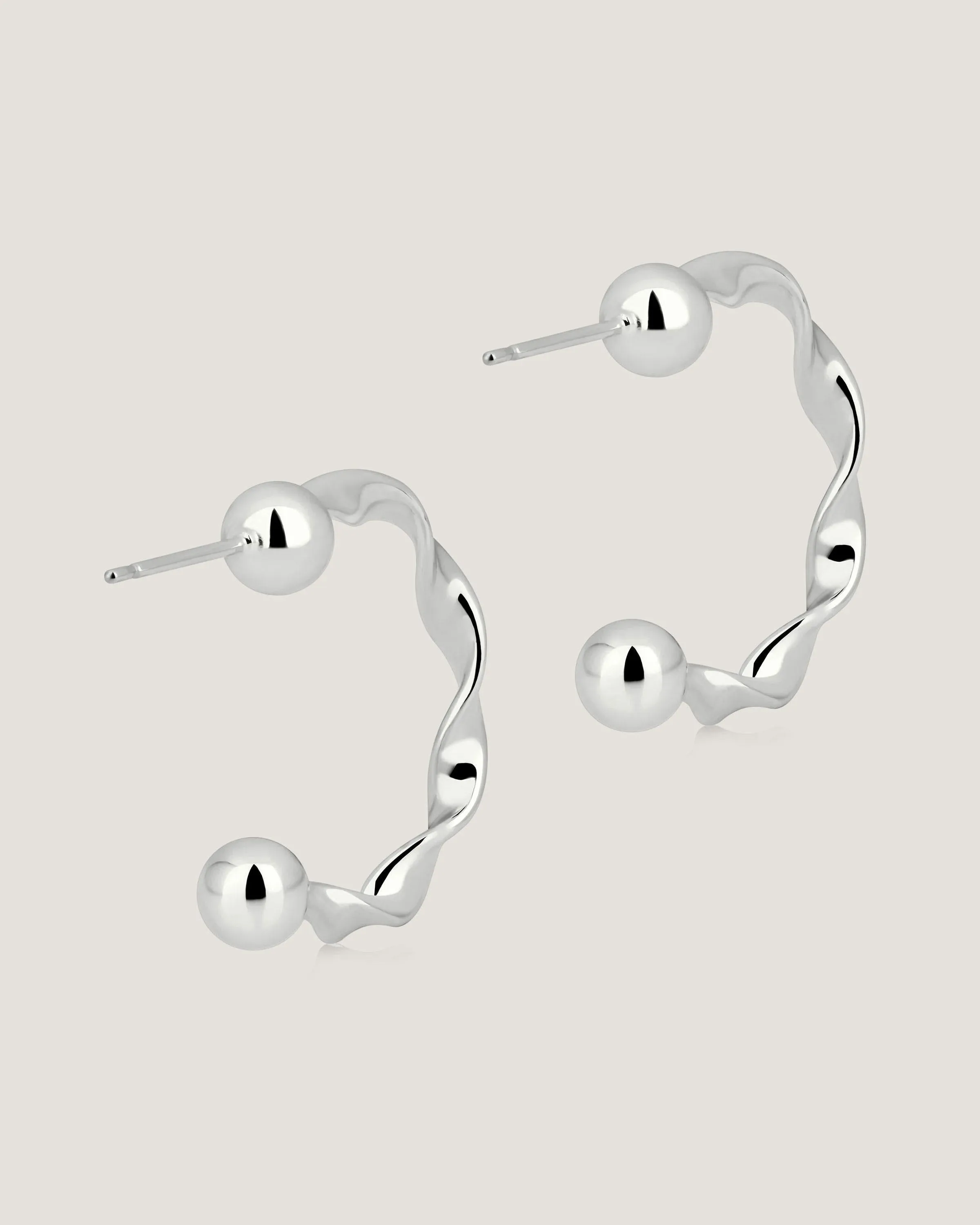 Crescent Twisted Hoop - Sterling Silver