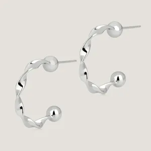 Crescent Twisted Hoop - Sterling Silver