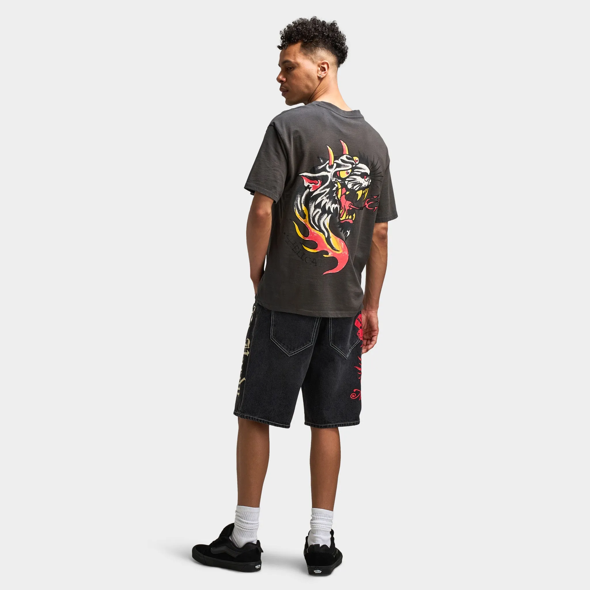 Ed Hardy Vintage Panther Flame Graphic T-Shirt / Charcoal
