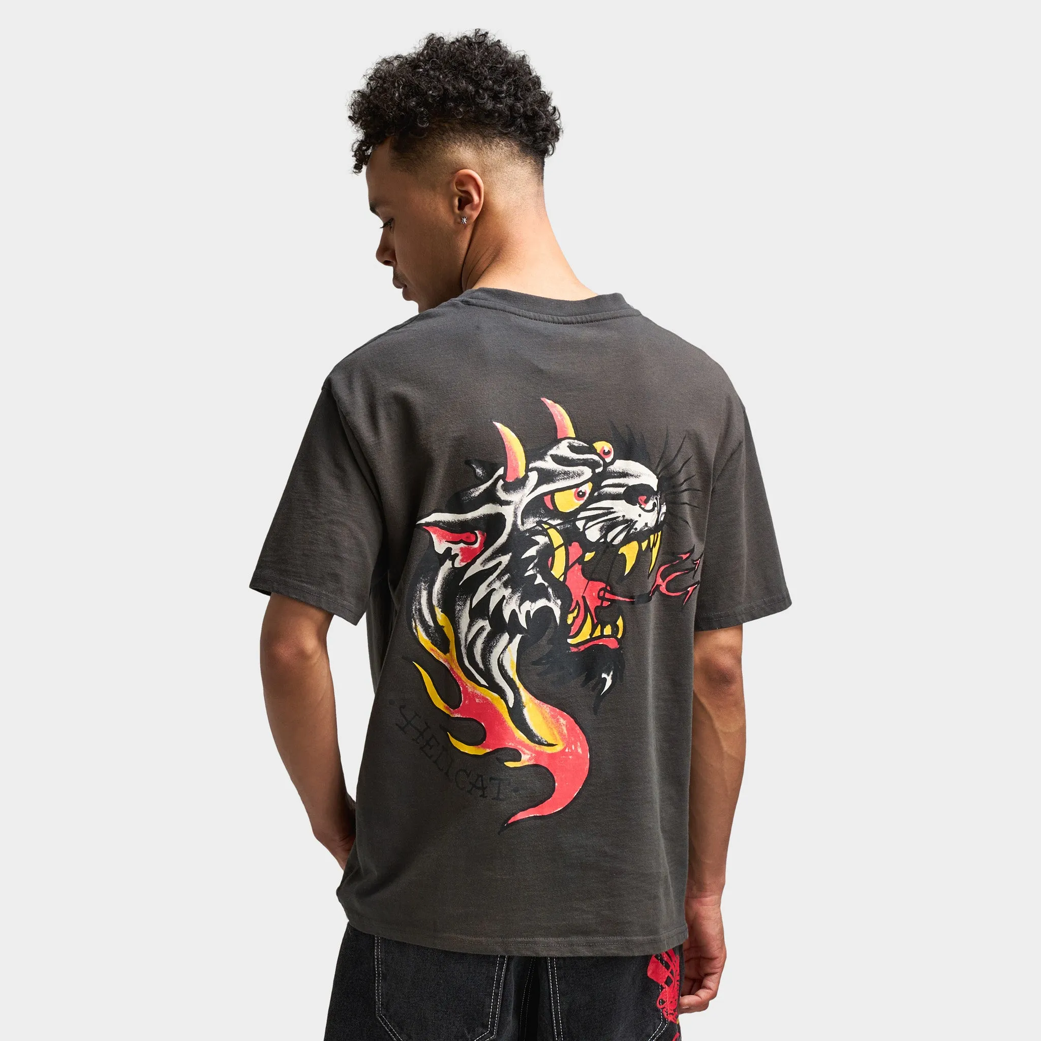 Ed Hardy Vintage Panther Flame Graphic T-Shirt / Charcoal