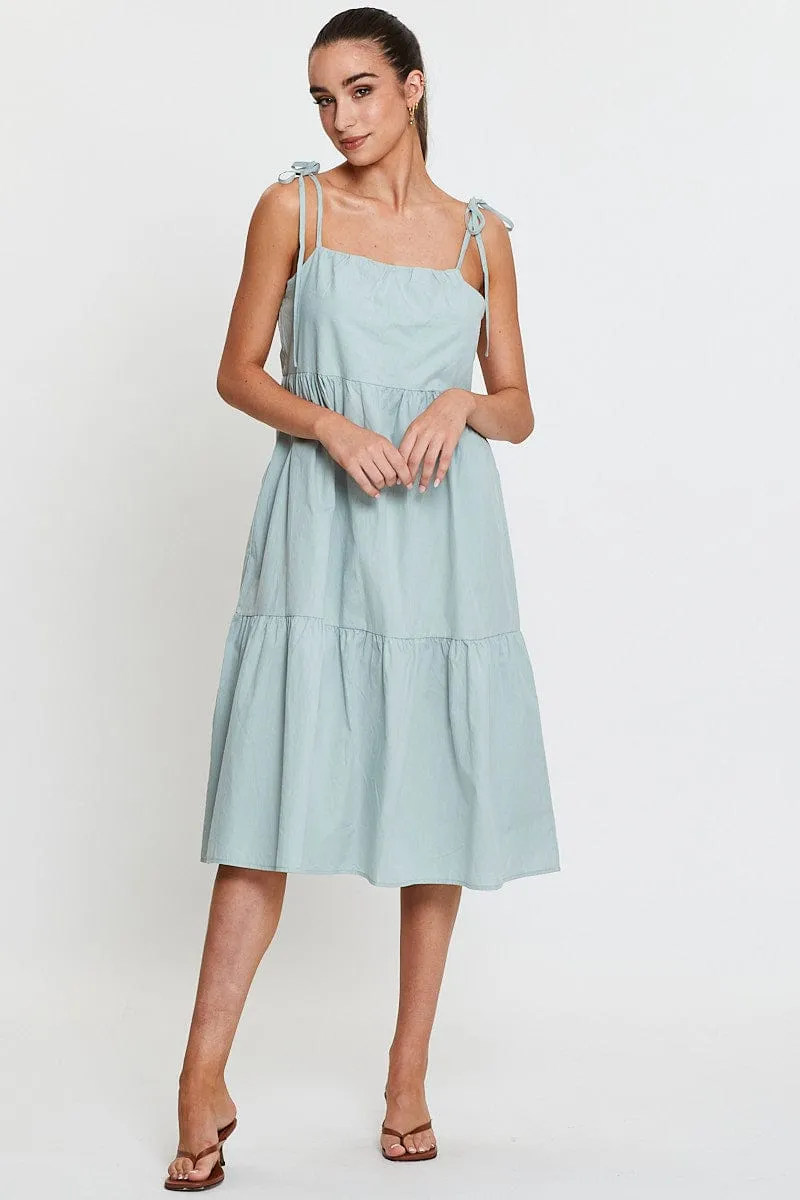 Green A Line Dress Midi