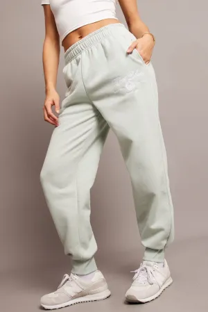 Green Track Pants High Rise