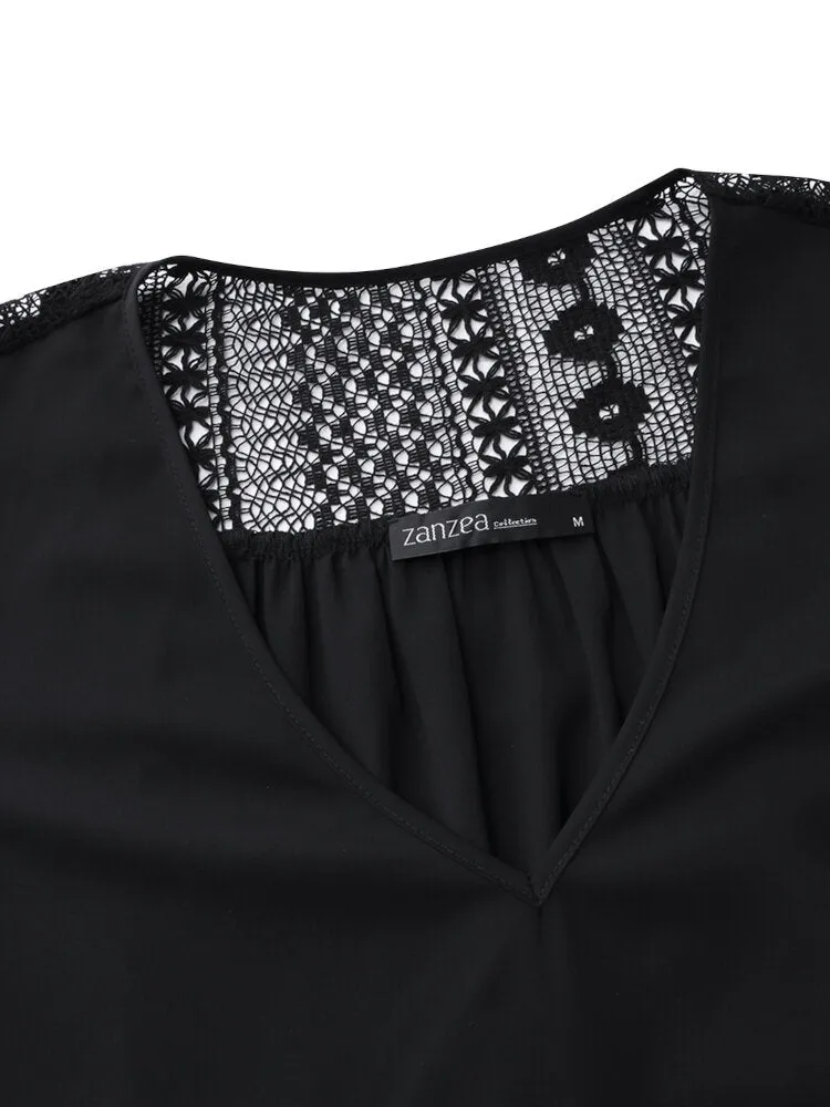 Lace Solid European Style Summer Holiday Loose Sexy Women Mini Dress