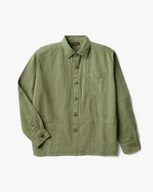 Le Mont St Michel Coban Seersucker Overshirt - Khaki