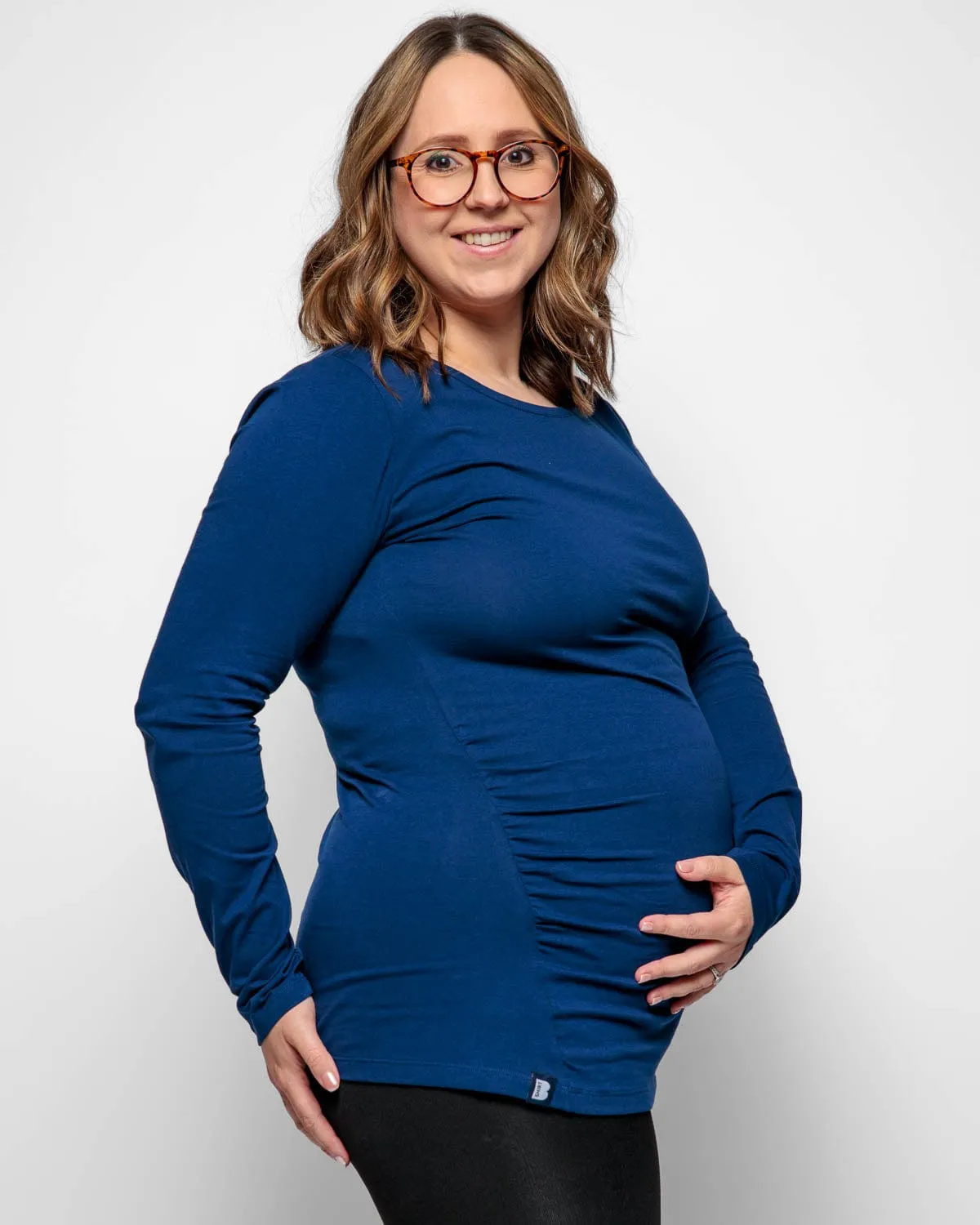 Maternity Cotton Long Sleeve Top | Navy