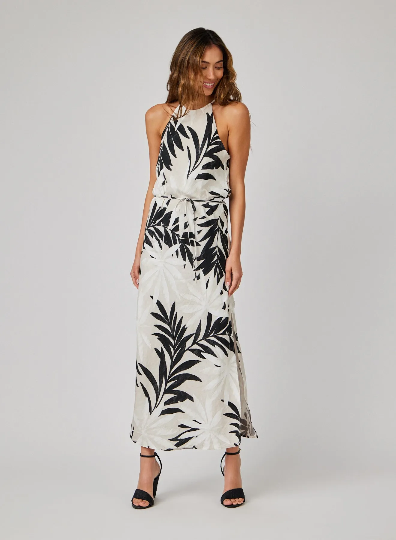 Maxi Halter Dress - Maui Palm Print