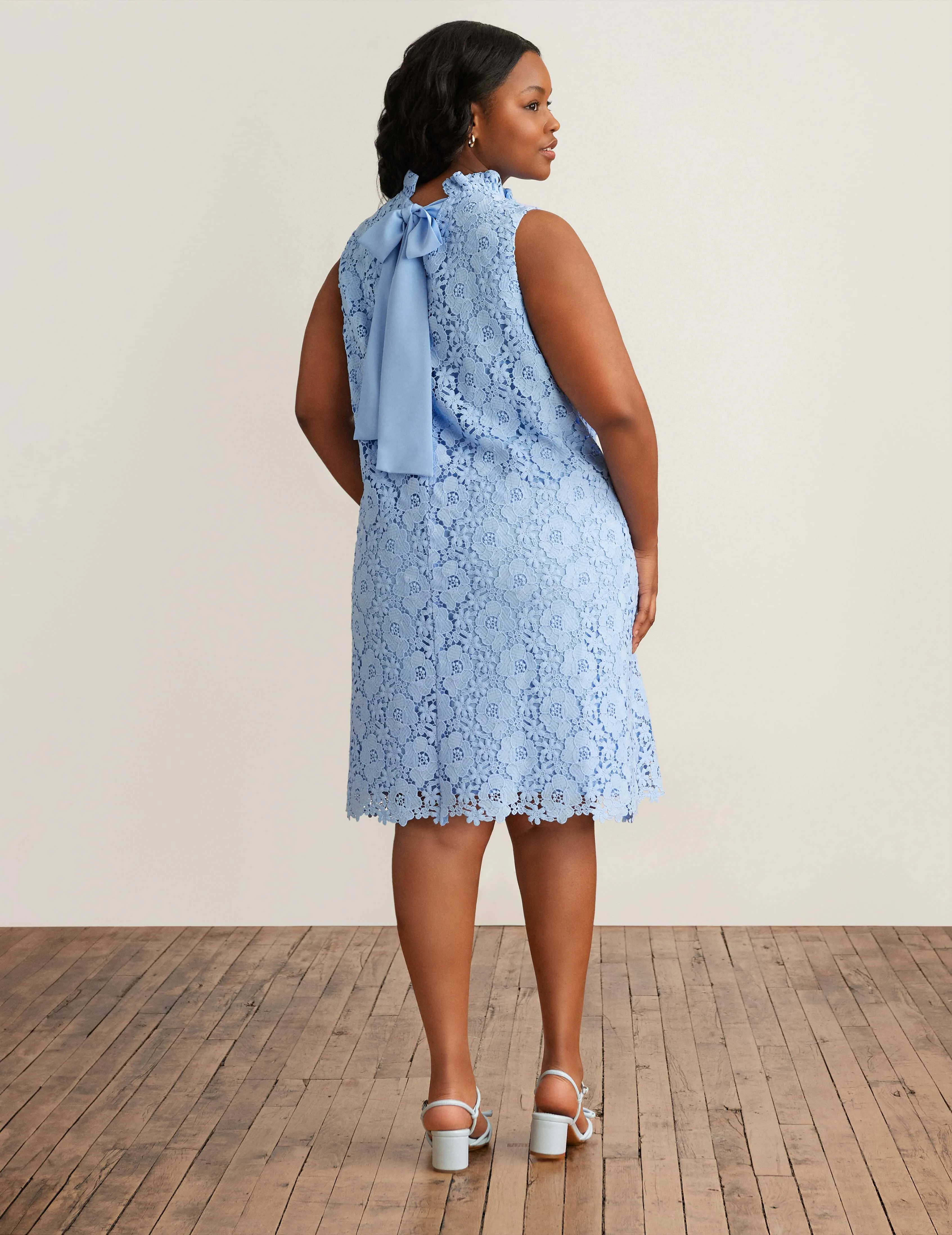 Plus Size Sleeveless Shift With Ruffle Collar - Sale