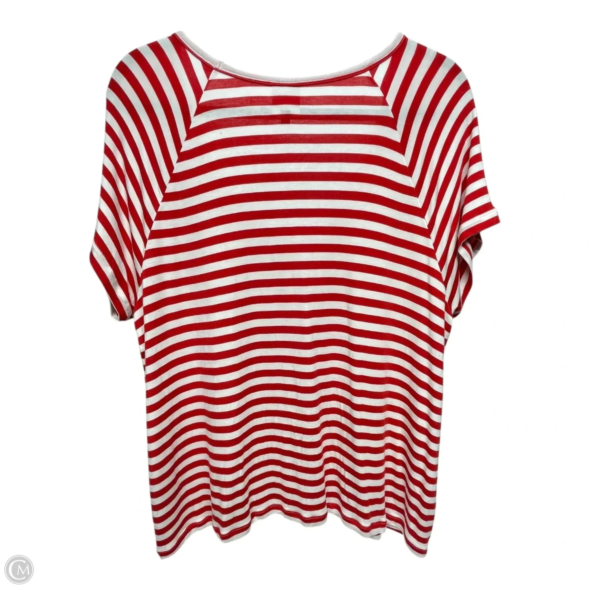 Top Short Sleeve By Cabi In Striped Pattern, Size: L