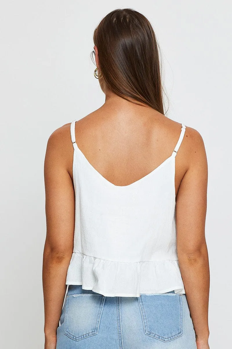 White Peplum Top Sleeveless