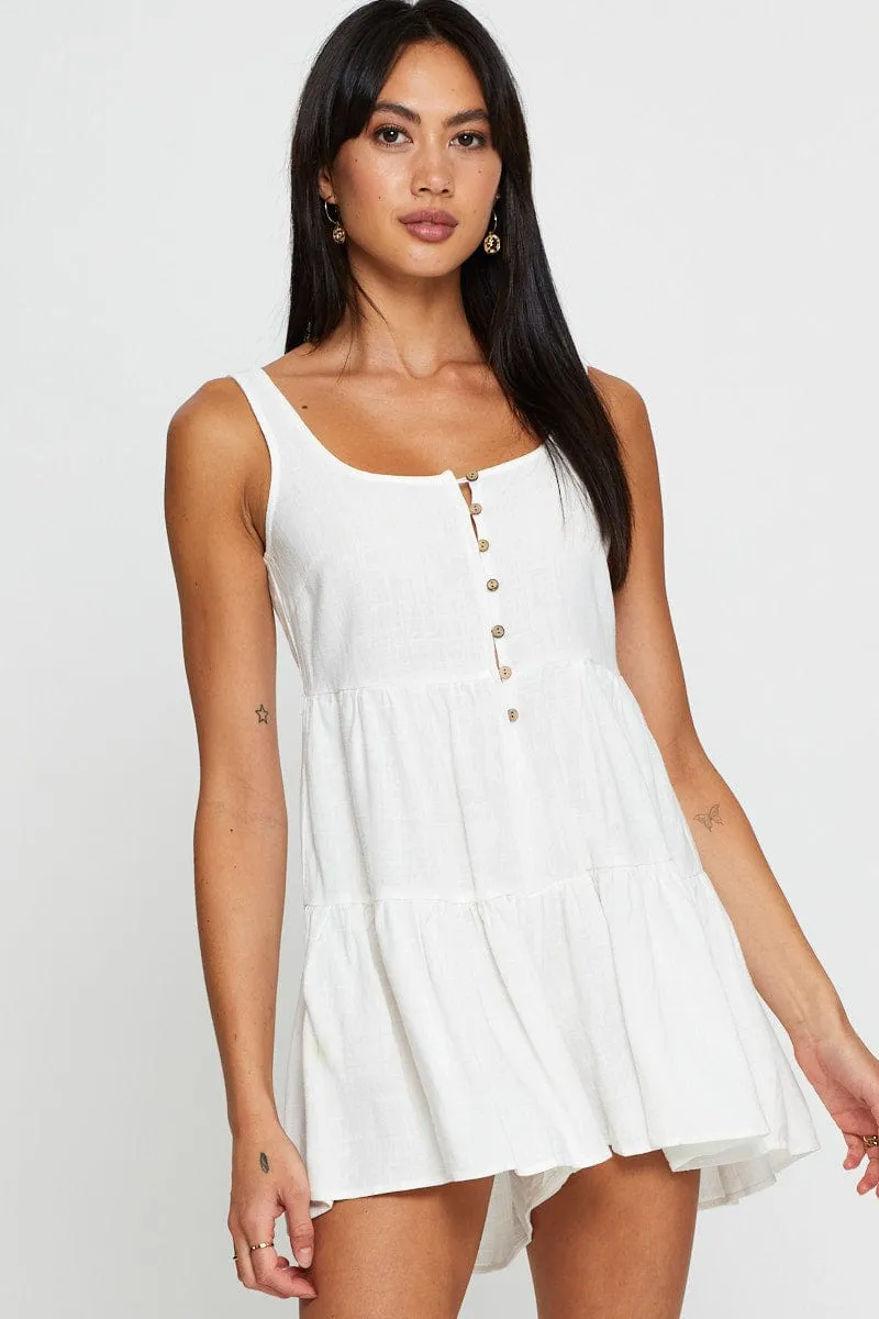 White Playsuit Short Sleeve