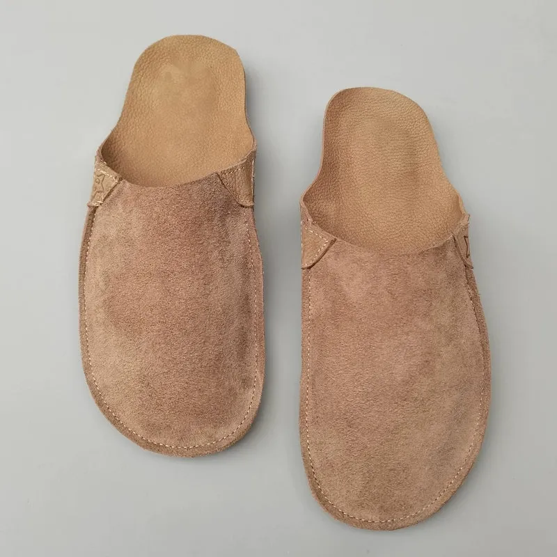 Women Soft Sole Leather Slides Comfortable Casual Slip-On Slippers