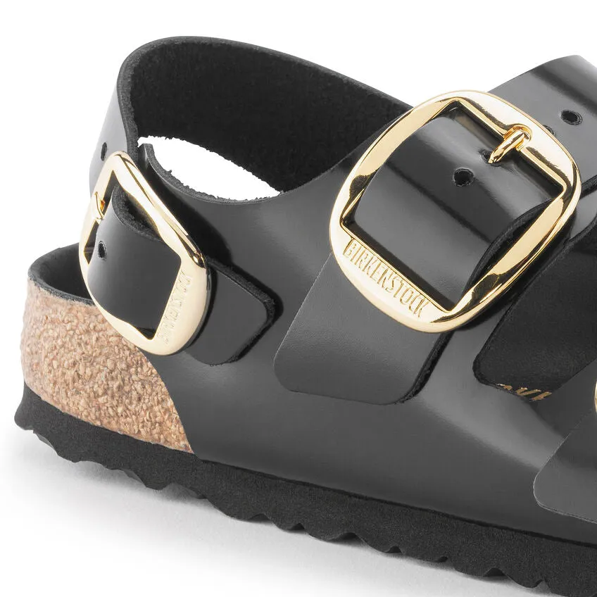 Women's Milano Big Buckle Natural Leather Patent High Shine Black Medium/Narrow