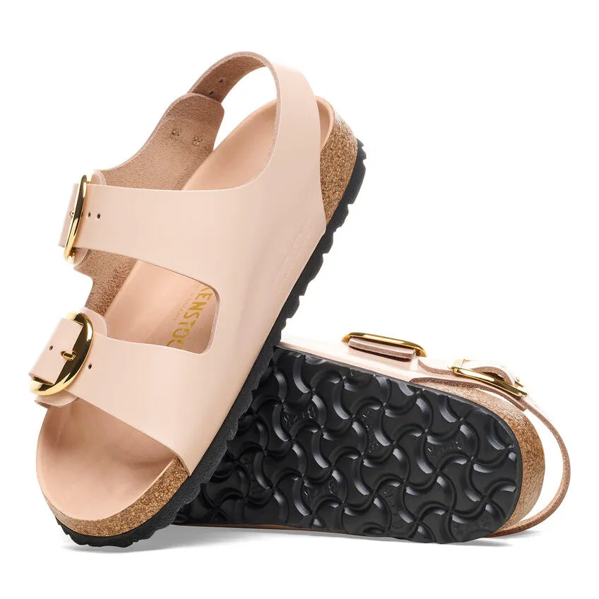 Women's Milano Big Buckle Natural Leather Patent High Shine New Beige Medium/Narrow