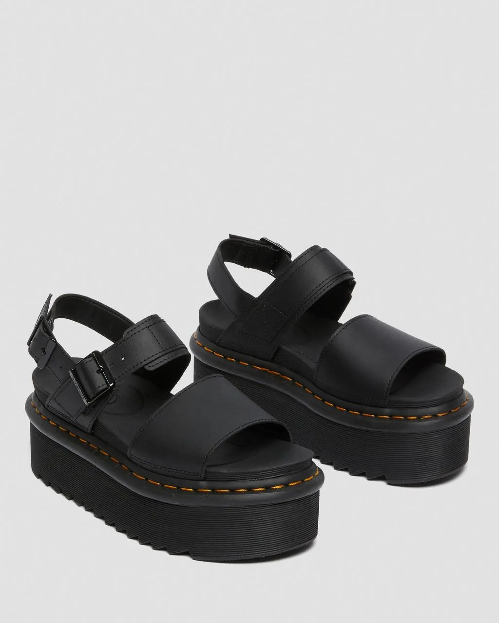 Women's Voss Women's Leather Strap Platform Sandals Black