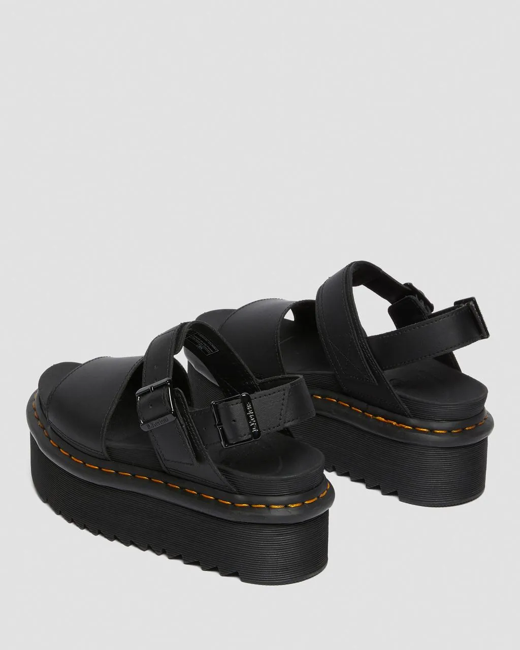 Women's Voss Women's Leather Strap Platform Sandals Black