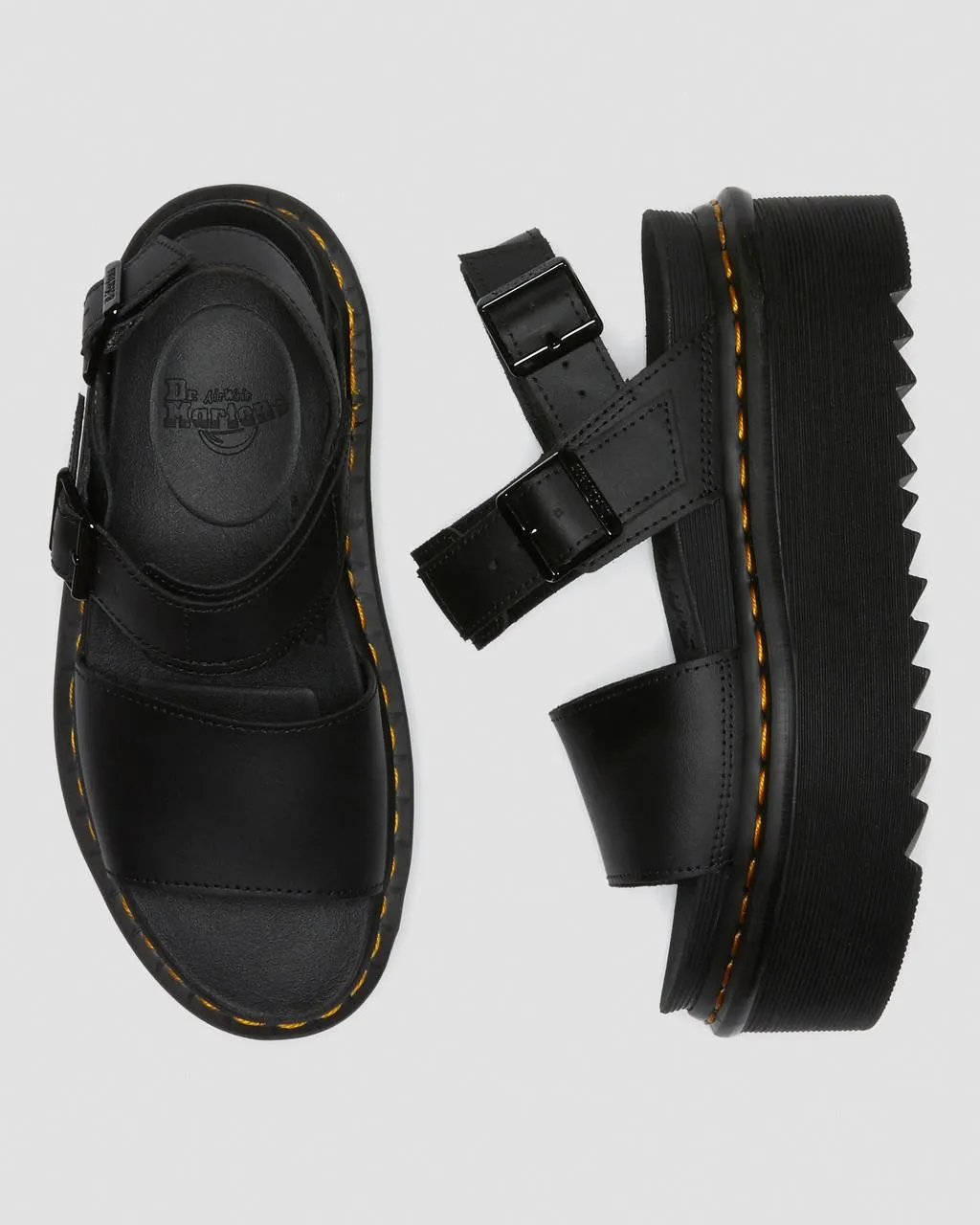Women's Voss Women's Leather Strap Platform Sandals Black